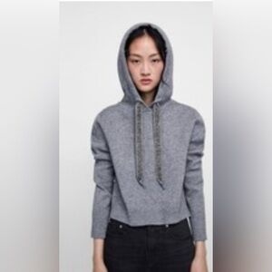 Zara Gray Sweater Soft Cotton-Blend Relaxed Fit size L
